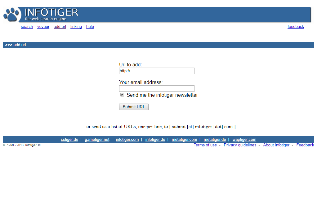 free submit url to all search engines infotiger