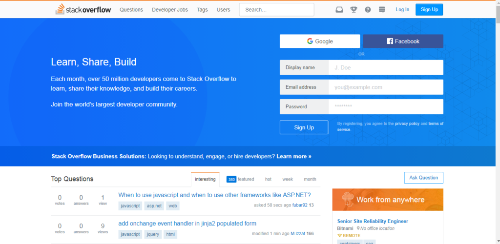 best question and answer websites stackoverflow