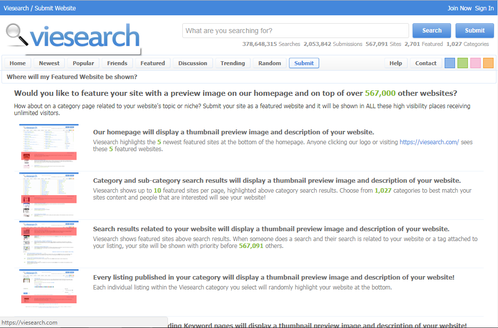 top best free search engine submission sites list viesearch