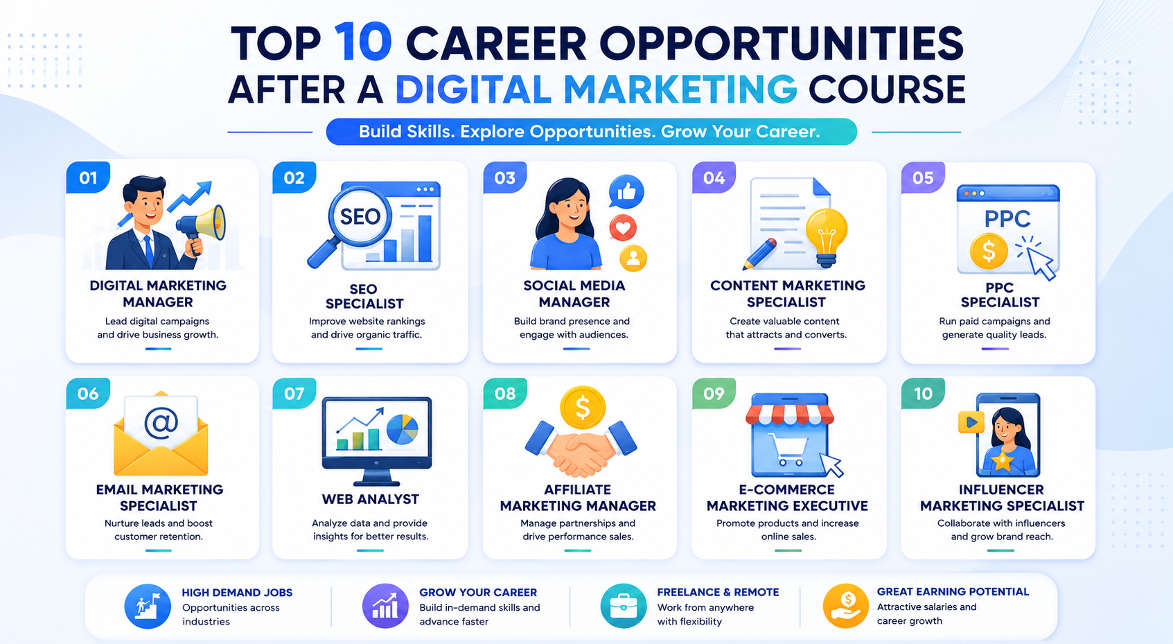 career options after digital marketing course by digital marketing profs rohini delhi
